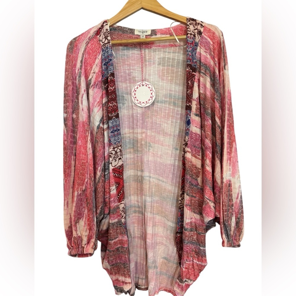 Umgee Sunset multi-print cocoon cardigan/kimono NWT